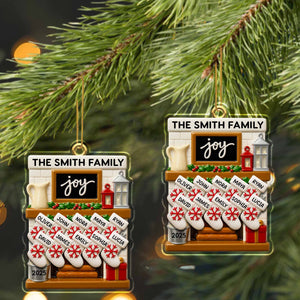 Joy to the World, Stockings By the Fireplace, Personalized Custom Acrylic Ornament