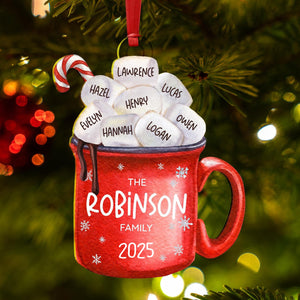Hot Cocoa Cup Marshmallow - Personalized Family Ornament Christmas Decoration