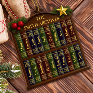 Capture Your Family Story With A Customizable Bookshelf Ornament, Personalized Wood Ornament