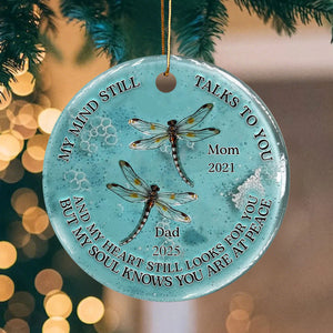Dragonfly My Mind My Heart My Soul - Personalized Memorial Ceramic Ornament
