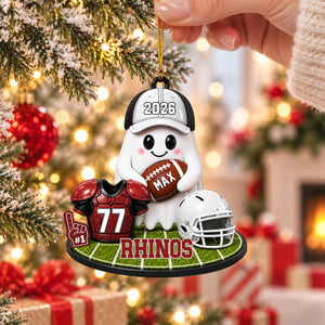 Personalized Football Ghost Christmas Ornament 2026 โ Custom Name & Team Keepsake | Gift For Football Players & Fans