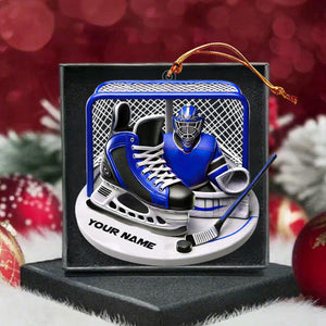 Custom Name Ice Hockey Ornament, Christmas Gift Decoration