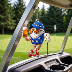 "Beer & Golf" – Personalized Keychain | A Fun Gift For Golf Lovers