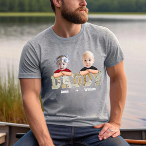 Custom Kid Face Papa - Personalized Photo Pure Cotton T-Shirt