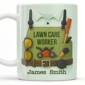 Lawn Mower, Tools, and Sunglasses, Personalized Mug, Gift For Gardeners and Lawn Care