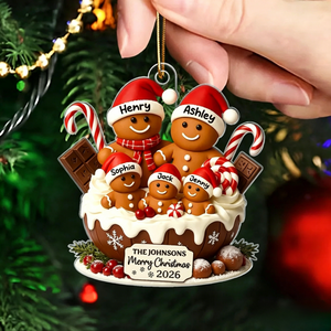 Personalized Gingerbread Family Acrylic Ornament โ Warm Holiday Decor For Family