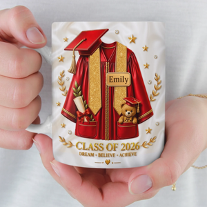 Personalized 3D Inflated Mug – "Sip, Dream, Achieve" – Graduation Gift For Him & Her