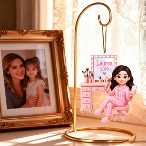 Personalized "Pink Girl Makeup" Acrylic Ornament β Christmas Gift For Daughters & Granddaughters