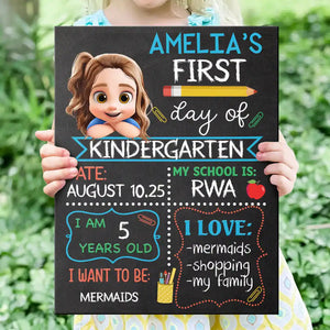 Kid Resting On Arms First Day Of School - Personalized School Sign Gift For Kid, Baby