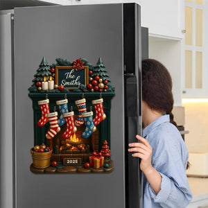 To My Beloved Family This Christmas, Personalized Fireplace And Christmas Stockings Decal