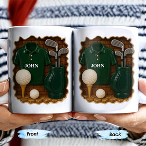 Golf Shirt, Golf Balls, Golf Clubs, Golf Bag - Personalized Mug, Gift For Golf Lovers