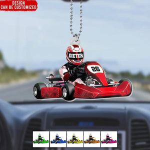 Go Kart Racing - Personalized Acrylic Ornament - Christmas Gift for Go Kart Lover, Racing Gift