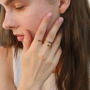 Personalized Family Minimalist Dainty Birthstone Ring Gift for Her, Birthday Gift