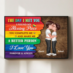 Half LGBT Flag Couple The Day I Met You Pride Month Personalized Poster
