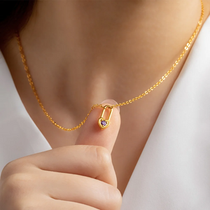 Personalized Tiny Heart Padlock Necklace with Birthstone Dainty Jewelry