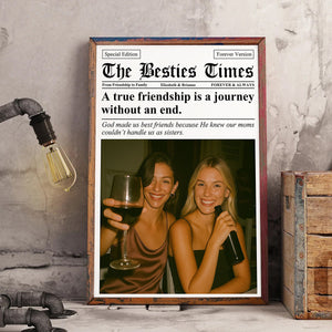 Newspaper The BFF Times - Upload Best Friend, Bestie Photo - Personalized Photo Poster Gift For Friend, Bestie