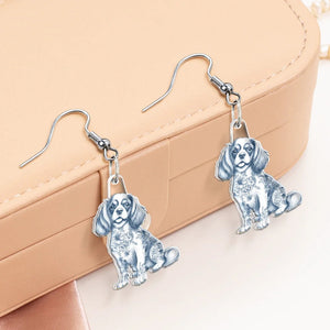 Personalized Chinoiserie Toile Dog Mom Cat Mom Cutout Earrings