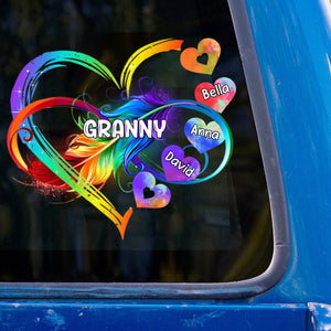 Personalized Grandma Mom Heart Rainbow Decal