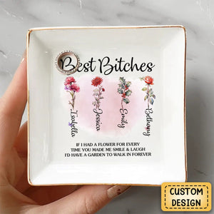 Friends Are Petals On The Flower Of Happiness - Bestie Personalized Jewelry Dish