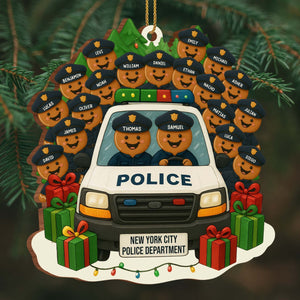 A Festive Police Car, Personalized Wood Ornament, Gift For Police Officers