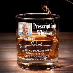 Your Prescription To Relax - Personalized Photo Whiskey Glass Gift For Dad, Grandpa