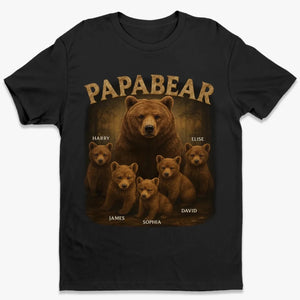 Papa Bear, Always There To Protect His Cubs - Family Personalized Pure Cotton T-Shirt Father's Day Gift For Dad, Grandpa