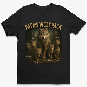 Papa’s Wolf Pack - Family Personalized Pure Cotton T-Shirt Father's Day Gift For Dad, Grandpa