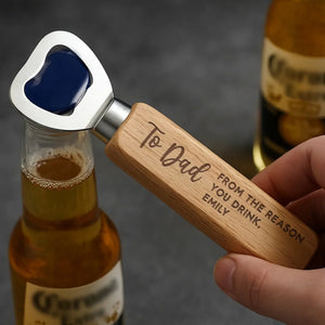From The Reasons You Drink - Personalized Wooden Bottle Opener Gift For Dad, Grandpa, Father's Day