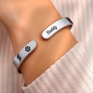 With Me Always - Memorial Personalized Custom Bangle Bracelet Cuffs - Sympathy Gift For Pets