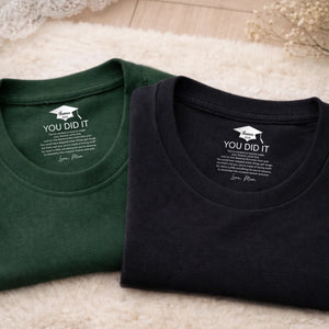 Custom Inside Neck Print T-Shirt - Personalized Graduation Gifts For Him, Her - The Adventure Begins