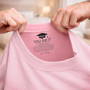 Custom Inside Neck Print T-Shirt - Personalized Graduation Gifts For Him, Her - The Adventure Begins