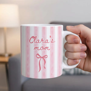First Time Mom - Personalized Mug, Gift For New Mom, Blue Stripe Mug, Future Mom Gift, New Baby Gift For Mom