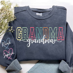 Personalized Grandma Name Sweatshirt, Warm Gift for Grandma And Grandchild