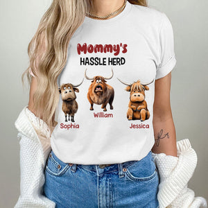 Personalized Gifts For Mom Pure Cotton T-shirt, Funny Highland Cow Hassle Herd