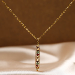 Small Stone Bead Pendant Card Necklace, Amethyst Collar Chain