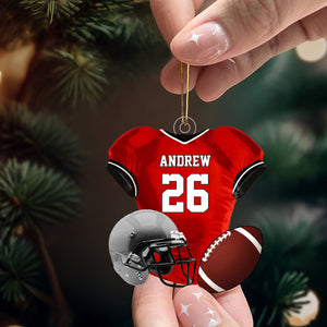 Personalized Name American Football Uniform Ornament, Football Helmet And Ball, Custom Name Ornament