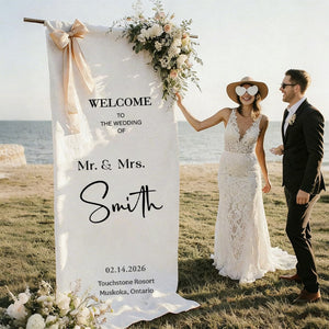 Welcome To The Wedding Of Mr. & Mrs. • Custom Fabric Wedding Welcome Sign • Personalized Wedding Decor