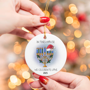 Personalized Circle Ceramic Ornament Jewish and Christian Family Decorations Hanukkah Gift