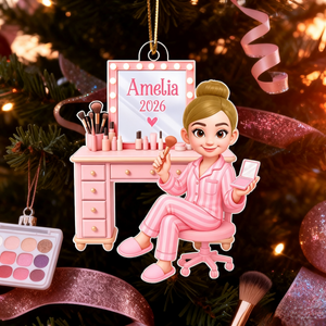 Personalized "Pink Girl Makeup" Acrylic Ornament β Christmas Gift For Daughters & Granddaughters