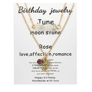 Birthstone Flower Necklaces Dainty Chain Necklace 12 Birth Month Crystal Necklace for Women