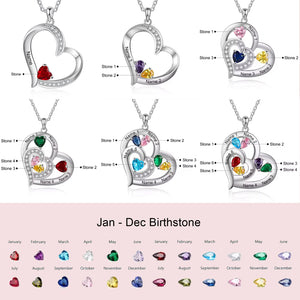 Personalized Birthstone Heart-shaped Necklace - Mother Necklace