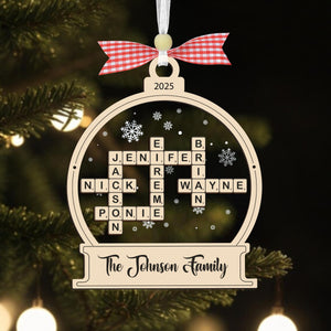 Personalized Family Crossword Christmas Custom Scrabble Ornament