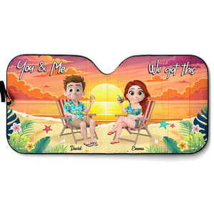 You And Me At Beach - Personalized Car Sunshade Gift For Couple