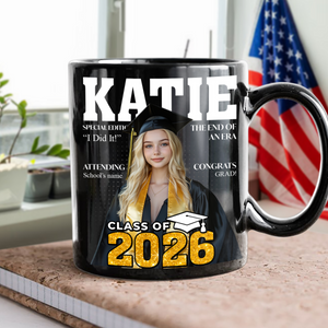 Congratulations Class Of 2026 Magazine Black Mug- Personalized Custom Mug