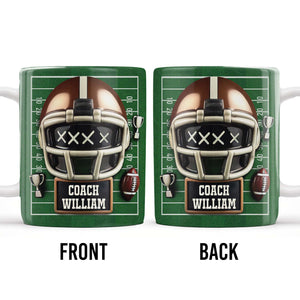 Football Helmet and Trophy, Personalized Coffee Mug, Gift For Coaches and Sports Fans