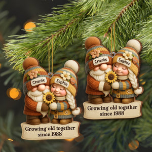 Growing Old Together Couple - Personalized Wood Ornament Gift For Couples