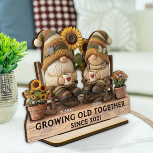 3D Effect Couple Grow Old Together - Personalized Wooden Plaque - Perfect Valentine's Day Gift For Him, Gift For Her