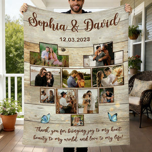 Custom Heart Photo Collage Blanket, Anniversary Collage Gift for Boyfriend, Girlfriend, Personalized Wedding Photo Gift