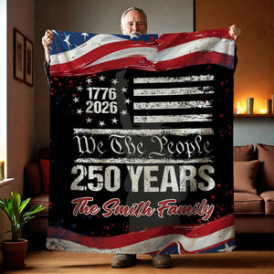 250 Years USA 250th Birthday 1776-2026 Eagle Personalized Blanket Gift for Family