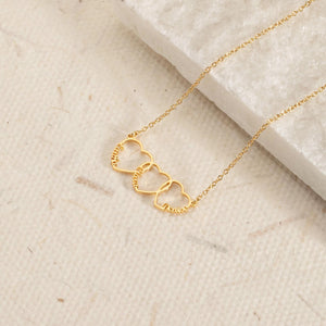 Personalized Multiple Heart Necklace Gift for Mom With Kids Names